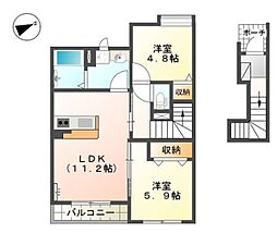 ルミナス・ハイム 2階2LDKの間取り
