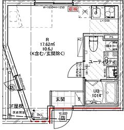 クレドコート品川中延 4階ワンルームの間取り