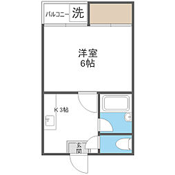 ドリームパレス大橋3 1Kの間取図画像