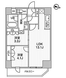 コンフォリア・リヴ千住 11階2LDKの間取り