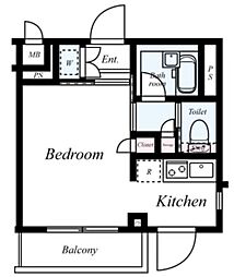 ルーブル練馬参番館 4階ワンルームの間取り
