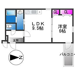 大阪市東住吉区今川7丁目アパート 1LDKの間取図画像