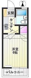 ケイ仙川 2階1Kの間取り