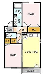 サンボナール 2階2LDKの間取り