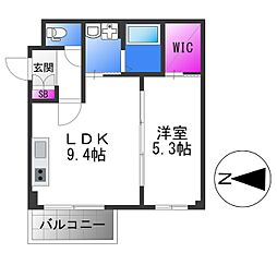 近鉄難波線 布施駅 徒歩6分の賃貸マンション 4階1LDKの間取り