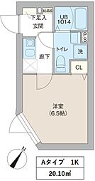 レピュア三ノ輪レジデンスII 3階1Kの間取り