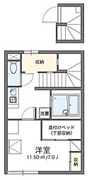 レオパレスルーチェ 2階1Kの間取り