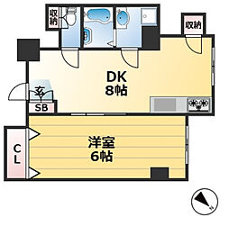 あけぼのコート 1階1DKの間取り