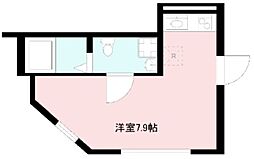 セレヴィエオキノ 1階ワンルームの間取り