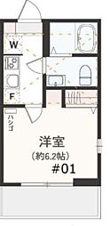 アザーレ・クオン本厚木 1Kの間取図画像