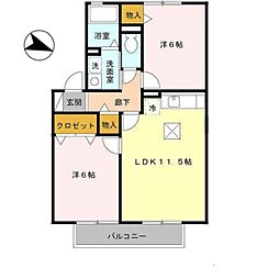 南海線 紀ノ川駅 徒歩6分の賃貸アパート 1階2LDKの間取り