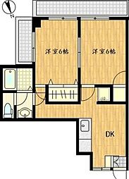 大師レジデンス 5階2DKの間取り