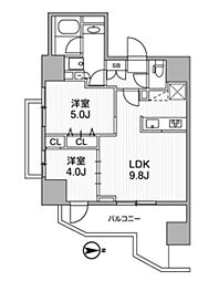 レクシード新御徒町 2LDKの間取図画像