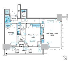 パークアクシス豊洲キャナル 2LDKの間取図画像
