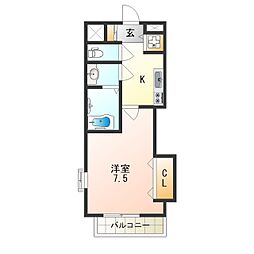 南海高野線 我孫子前駅 徒歩6分の賃貸マンション 6階1Kの間取り