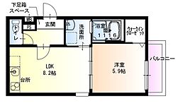 JR片町線(学研都市線) 徳庵駅 徒歩3分の賃貸アパート 1階1LDKの間取り