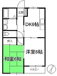 エクセリア平和台 2DKの間取図画像
