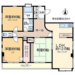 寺嶋ビル 3階3LDKの間取り