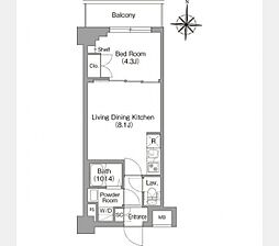 BPRレジデンス大島 2階1LDKの間取り