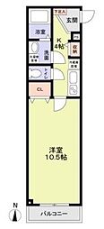 クロレ船橋宮本 3階1Kの間取り