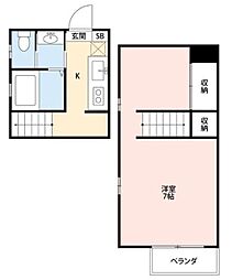 アパートメントKASAIII 1階1Kの間取り
