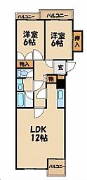 エクセルたちばな台 2LDKの間取図画像