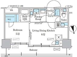 パークアクシス東陽町・親水公園 6階1LDKの間取り