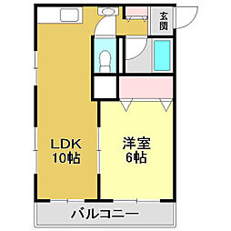 福徳ハイツ 1LDKの間取図画像