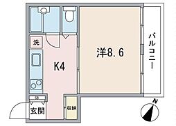 パレ・エテルネル 5階1Kの間取り