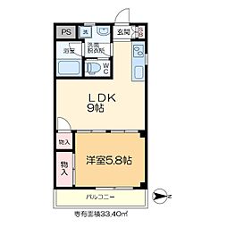 エム・アールコーポ 2階1LDKの間取り