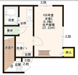 リヴィエール綾瀬 1階1Kの間取り