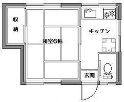 第二芙蓉荘 2階1Kの間取り