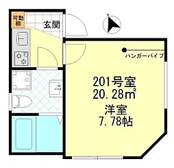 ノーブル四ツ木 2階1Kの間取り