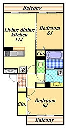 Ａｌｂａ Ｇｒａｎｄｅ 3階2LDKの間取り