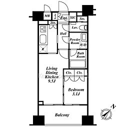 ＭＦＰＲコート赤坂見附 5階1LDKの間取り