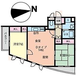 アーバンプレイス橋本 5階2LDKの間取り