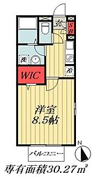 京成本線 船橋競馬場駅 徒歩2分の賃貸アパート 1階1Kの間取り