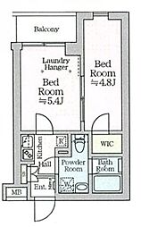 東急大井町線 下神明駅 徒歩8分の賃貸マンション 1階2Kの間取り