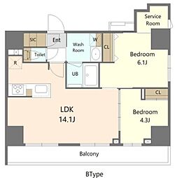 Alivis東京尾久 4階2SLDKの間取り