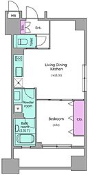 レジディア芝大門2 1LDKの間取図画像