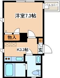 ブリリアント市ヶ谷 1Kの間取図画像
