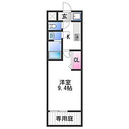 ティエラ ハウス 西小二里 1階1Kの間取り