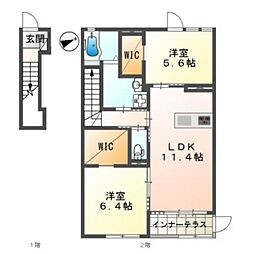 リレア 2LDKの間取図画像