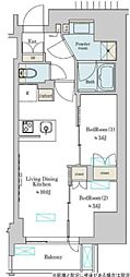 Brilliaist上野稲荷町 2LDKの間取図画像