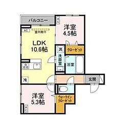 セレスティア西綾瀬 2階2LDKの間取り