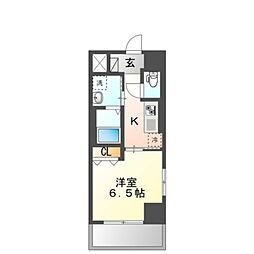 ヴィラ・ツリーサイド 5階1Kの間取り