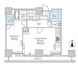 ベルファース芝浦タワー 19階1LDKの間取り
