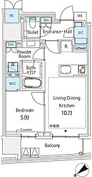 ミレアコート銀座プレミア 12階1LDKの間取り