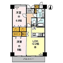 EAST VILLAGE 2001 6階2LDKの間取り