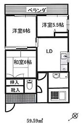 シャトーライフ相模原I 3階3DKの間取り